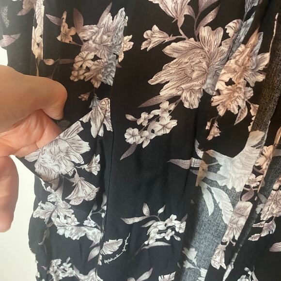 Spiritual Gangster Kimono One Size Black Floral Tie Front Swim Cover Up - Picture 3 of 8